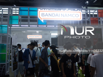 A general view of the Bandai Namco booth is being shown during the Chinajoy games fair in Shanghai, China, on July 26, 2024. (