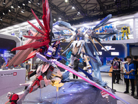 A large Gaoda model assembly action toy is being displayed at the Bandai Namco booth during the Chinajoy games fair in Shanghai, China, on J...