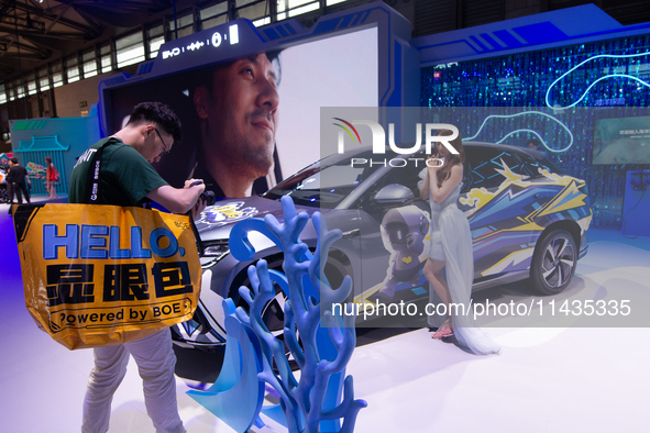 A general view of a BYD car is being displayed at the Chinajoy games fair in Shanghai, China, on July 26, 2024. 