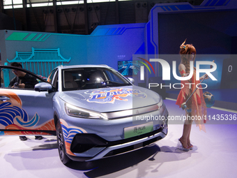 A general view of a BYD car is being displayed at the Chinajoy games fair in Shanghai, China, on July 26, 2024. (