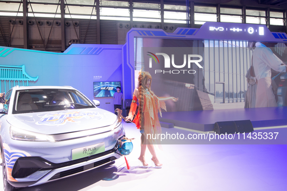 A general view of a BYD car is being displayed at the Chinajoy games fair in Shanghai, China, on July 26, 2024. 