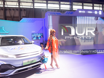 A general view of a BYD car is being displayed at the Chinajoy games fair in Shanghai, China, on July 26, 2024. (