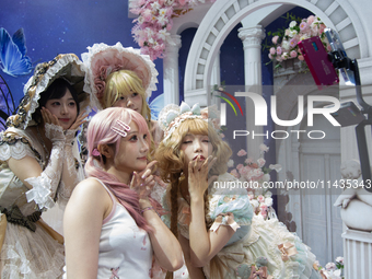 Several cosplayers are posing for a picture at the Chinajoy games fair in Shanghai, China, on July 26, 2024. (