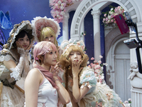 Several cosplayers are posing for a picture at the Chinajoy games fair in Shanghai, China, on July 26, 2024. (