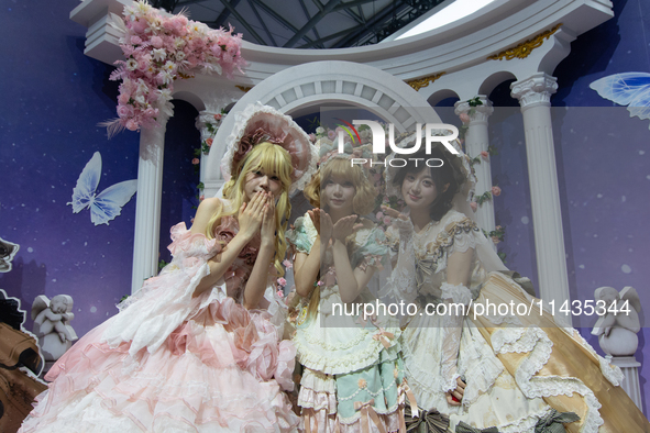 Several cosplayers are posing for a picture at the Chinajoy games fair in Shanghai, China, on July 26, 2024. 