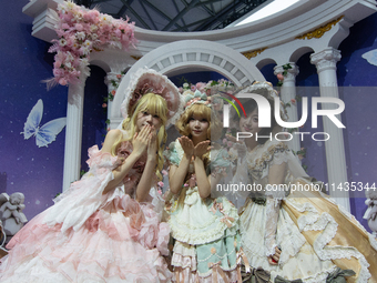 Several cosplayers are posing for a picture at the Chinajoy games fair in Shanghai, China, on July 26, 2024. (