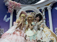 Several cosplayers are posing for a picture at the Chinajoy games fair in Shanghai, China, on July 26, 2024. (