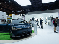 A general view of the Huawei HarmonyOS booth is being shown at the Chinajoy games fair in Shanghai, China, on July 26, 2024. (