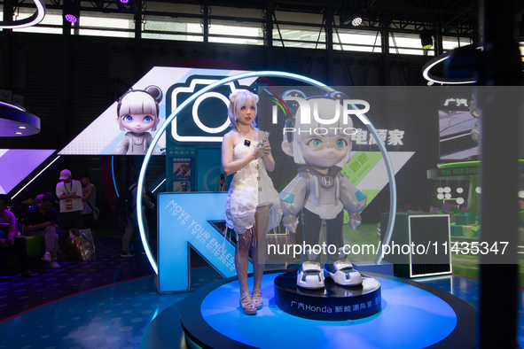 A general view of the Honda China booth is being shown at the Chinajoy games fair in Shanghai, China, on July 26, 2024. 