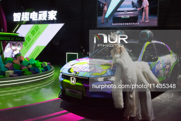 A general view of the Honda China booth is being shown at the Chinajoy games fair in Shanghai, China, on July 26, 2024. 