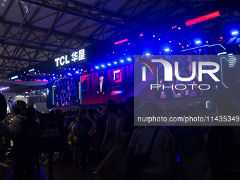 A general view is showing the TCL booth at the Chinajoy games fair in Shanghai, China, on July 26, 2024. (