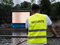 Security is operating in the center of Paris, within the no-go zone, hours before the opening ceremony of the Paris 2024 Olympic Games, in P...