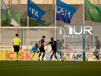 A generic action view is occurring in the Vitoria SC goalmouth during the UEFA Europa Conference League, Second Qualifying Round, 1st Leg so...