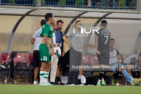 Rui Borges, head coach of Vitoria SC, is gesturing during the UEFA Europa Conference League, Second Qualifying Round, 1st Leg soccer match b...