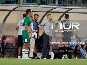 Rui Borges, head coach of Vitoria SC, is gesturing during the UEFA Europa Conference League, Second Qualifying Round, 1st Leg soccer match b...