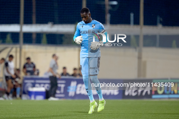 Bruno Varela, goalkeeper and captain of Vitoria SC, is gesturing after the UEFA Europa Conference League, Second Qualifying Round, 1st Leg s...