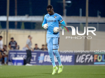 Bruno Varela, goalkeeper and captain of Vitoria SC, is gesturing after the UEFA Europa Conference League, Second Qualifying Round, 1st Leg s...