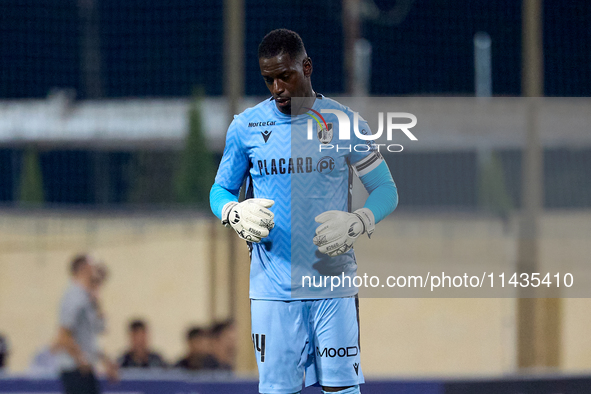 Bruno Varela, goalkeeper and captain of Vitoria SC, is gesturing after the UEFA Europa Conference League, Second Qualifying Round, 1st Leg s...