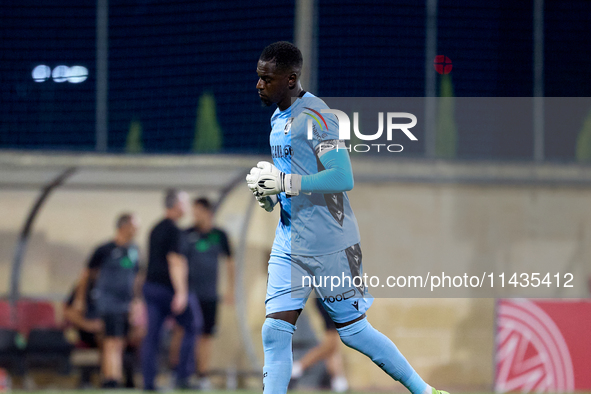 Bruno Varela, goalkeeper and captain of Vitoria SC, is gesturing after the UEFA Europa Conference League, Second Qualifying Round, 1st Leg s...