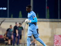 Bruno Varela, goalkeeper and captain of Vitoria SC, is gesturing after the UEFA Europa Conference League, Second Qualifying Round, 1st Leg s...