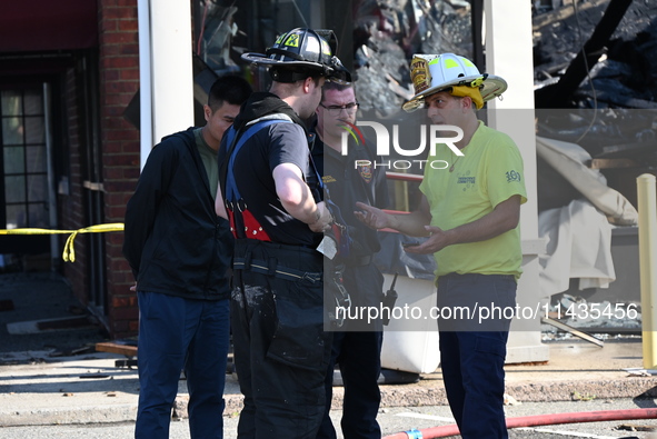 A two-alarm fire is severely damaging Zadies Kosher Bake Shop and a strip mall early Friday morning in Fair Lawn, New Jersey, United States,...