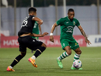 Kemar Reid (R) of Floriana is being closely followed by Baio Alberto (L) of Vitoria SC during the UEFA Europa Conference League, Second Qual...