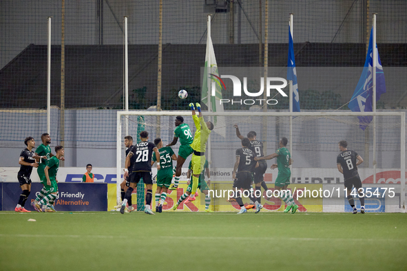 A generic agitated view is occurring in the Floriana goalmouth during the UEFA Europa Conference League, Second Qualifying Round, 1st Leg so...