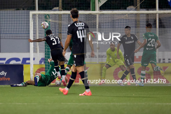 Kaio Cesar of Vitoria SC is shooting at goal during the UEFA Europa Conference League, Second Qualifying Round, 1st Leg soccer match between...