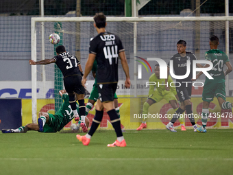 Kaio Cesar of Vitoria SC is shooting at goal during the UEFA Europa Conference League, Second Qualifying Round, 1st Leg soccer match between...