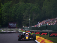 Max Verstappen of Red Bull Racing Honda is driving his single-seater after the free practice of the Belgian GP, the 14th race of the Formula...