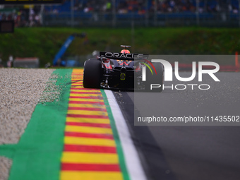 Max Verstappen of Red Bull Racing Honda is driving his single-seater after the free practice of the Belgian GP, the 14th race of the Formula...