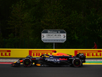 Max Verstappen of Red Bull Racing Honda is driving his single-seater after the free practice of the Belgian GP, the 14th race of the Formula...