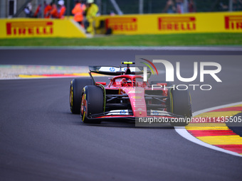 Carlos Sainz of Scuderia Ferrari is driving his single-seater after the free practice of the Belgian GP, the 14th race of the Formula 1 Worl...