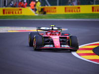 Carlos Sainz of Scuderia Ferrari is driving his single-seater after the free practice of the Belgian GP, the 14th race of the Formula 1 Worl...