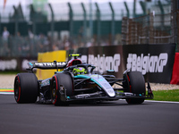 Lewis Hamilton of Mercedes-AMG Petronas F1 Team is driving his single-seater after the free practice of the Belgian GP, the 14th race of the...