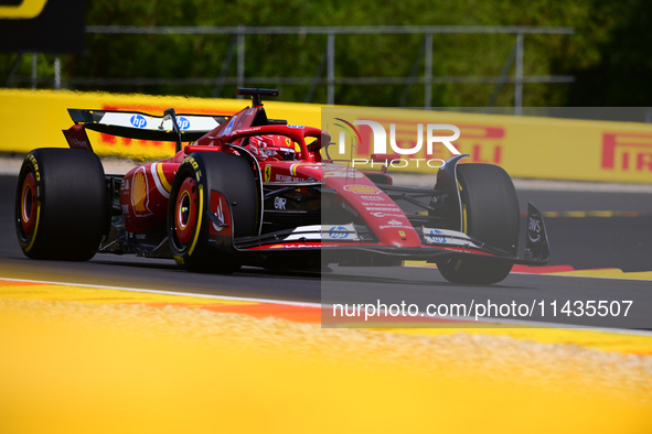 Charles Leclerc of Scuderia Ferrari is driving his single-seater after the free practice of the Belgian GP, the 14th race of the Formula 1 W...