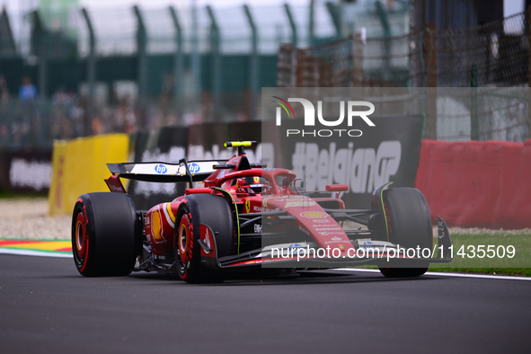 Carlos Sainz of Scuderia Ferrari is driving his single-seater after the free practice of the Belgian GP, the 14th race of the Formula 1 Worl...