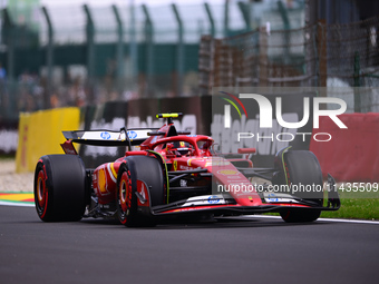 Carlos Sainz of Scuderia Ferrari is driving his single-seater after the free practice of the Belgian GP, the 14th race of the Formula 1 Worl...