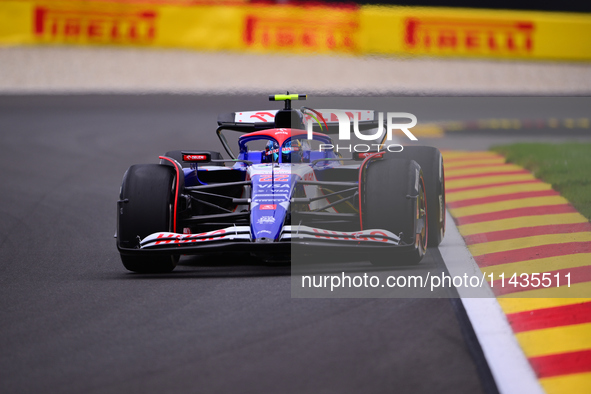 Yuki Tsunoda of Visa Cash-Up Racing Bulls is driving his single-seater after the free practice of the Belgian GP, the 14th race of the Formu...