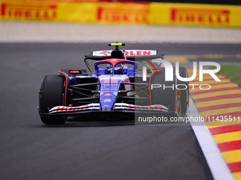 Yuki Tsunoda of Visa Cash-Up Racing Bulls is driving his single-seater after the free practice of the Belgian GP, the 14th race of the Formu...