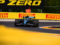 Fernando Alonso of Aston Martin Cognizant F1 Team is driving his single-seater after the free practice of the Belgian GP, the 14th race of t...