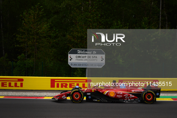 Charles Leclerc of Scuderia Ferrari is driving his single-seater after the free practice of the Belgian GP, the 14th race of the Formula 1 W...