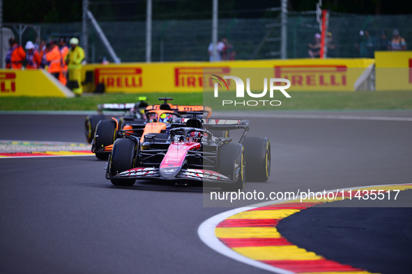 Esteban Ocon of the Alpine F1 Team is driving his single-seater after the free practice of the Belgian GP, the 14th race of the Formula 1 Wo...