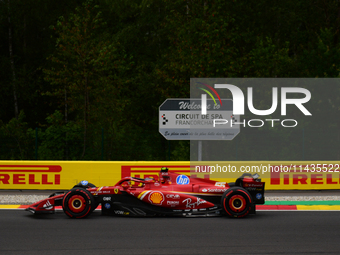 Carlos Sainz of Scuderia Ferrari is driving his single-seater after the free practice of the Belgian GP, the 14th race of the Formula 1 Worl...