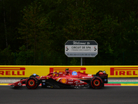 Carlos Sainz of Scuderia Ferrari is driving his single-seater after the free practice of the Belgian GP, the 14th race of the Formula 1 Worl...