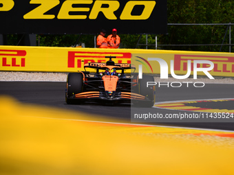 Oscar Piastri of McLaren F1 Team is driving his single-seater after the free practice of the Belgian GP, the 14th race of the Formula 1 Worl...