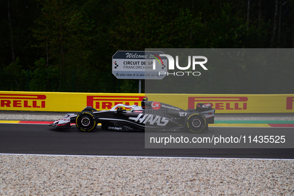 Niko Hulkenberg of Haas F1 Team is driving his single-seater after the free practice of the Belgian GP, the 14th race of the Formula 1 World...