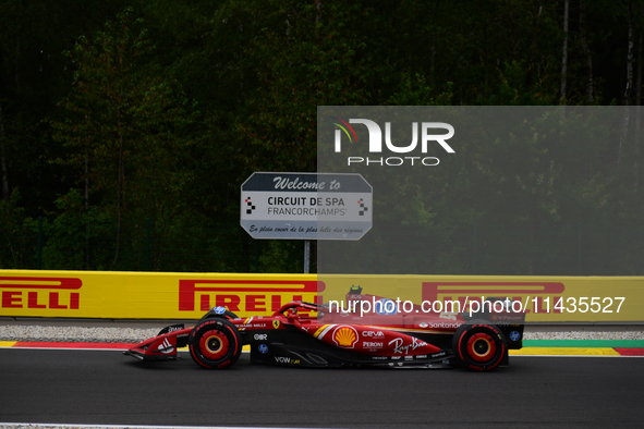 Carlos Sainz of Scuderia Ferrari is driving his single-seater after the free practice of the Belgian GP, the 14th race of the Formula 1 Worl...