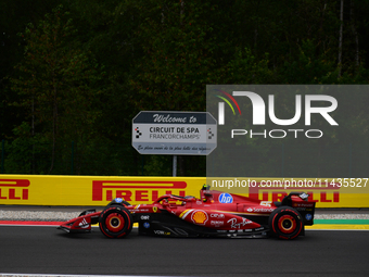 Carlos Sainz of Scuderia Ferrari is driving his single-seater after the free practice of the Belgian GP, the 14th race of the Formula 1 Worl...