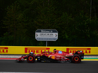 Carlos Sainz of Scuderia Ferrari is driving his single-seater after the free practice of the Belgian GP, the 14th race of the Formula 1 Worl...